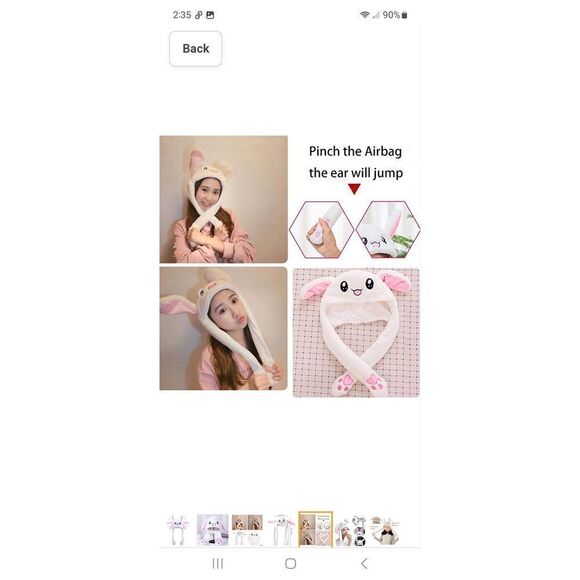 New Girls Easter Bunny Rabbit Hat Ears Move Pink White CUTE NWT - Picture 5 of 10